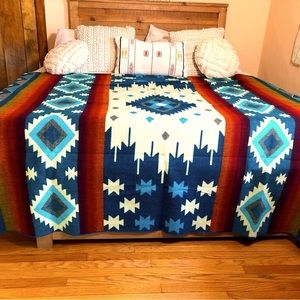 Alpaca Blanket with turquoise & Rainbows